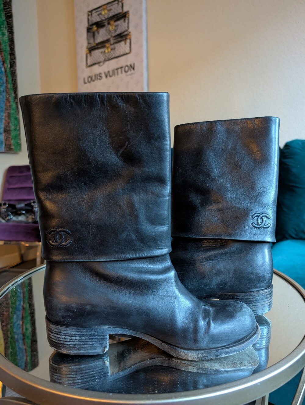 CHANEL Leather Fold-over Boots 🖤🖤🖤